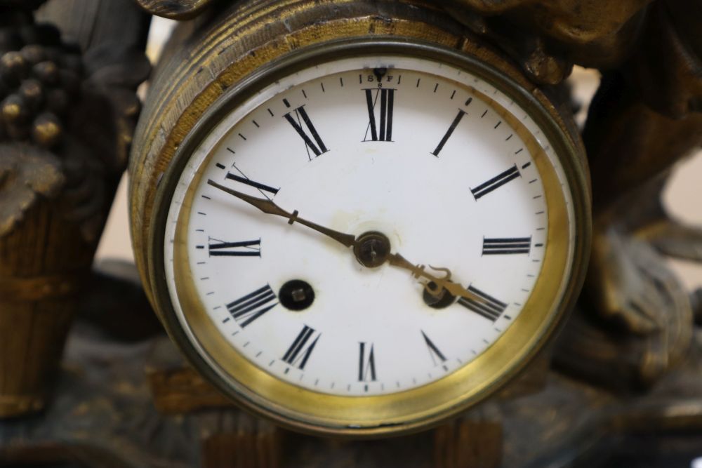 A 19th century gilt metal mantel clock, French bell-striking movement, 52cm high